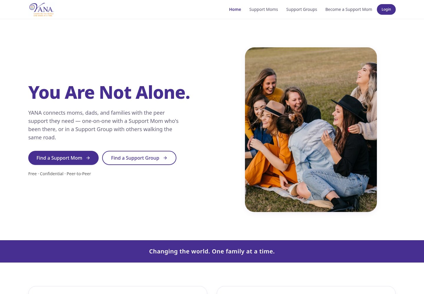 YANA Support Connect homepage